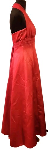 Orange Satin Empire Waist Halter Ball Gown Bridesmaid Dress Prom David Bridal - Picture 4 of 10