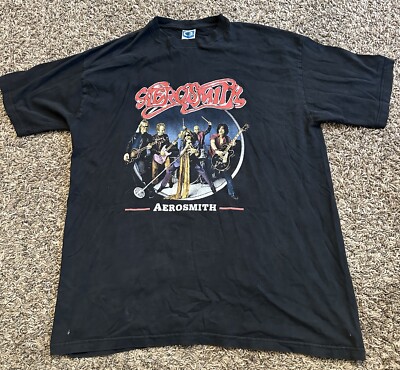 Vintage 2002 Aerosmith Just Push Play Tour Band Shirt RUN DMC Kid Rock Y2K Sz XL