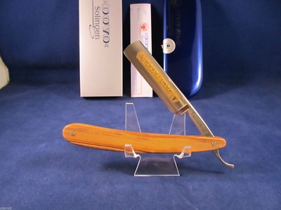Dovo 5/8 Olivewood Solingen Germany Straight Razor With 24kt.Gold Etch In Tin A1
