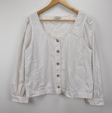 Madewell Crop Crduroy Jacket Women Long Sleeve Button White Size Xl