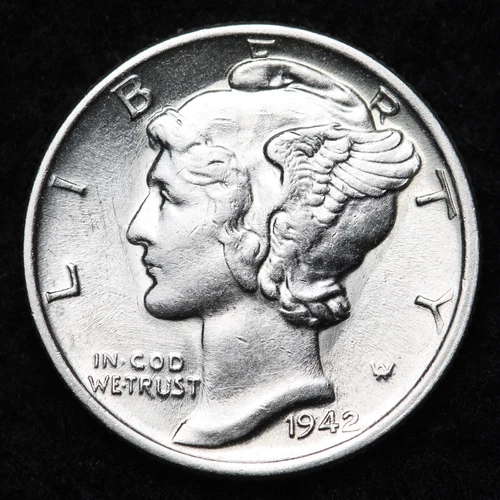 1942 Mercury Silver Dime AU FREE SHIPPING