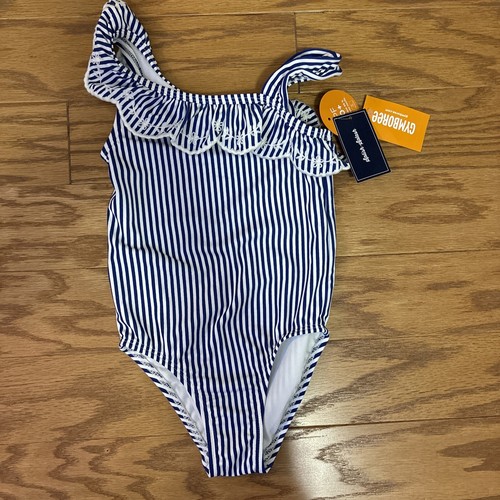 Gymboree Girls 4T Splish Splash Bathing Blue/white Striped UPF 50 NWT
