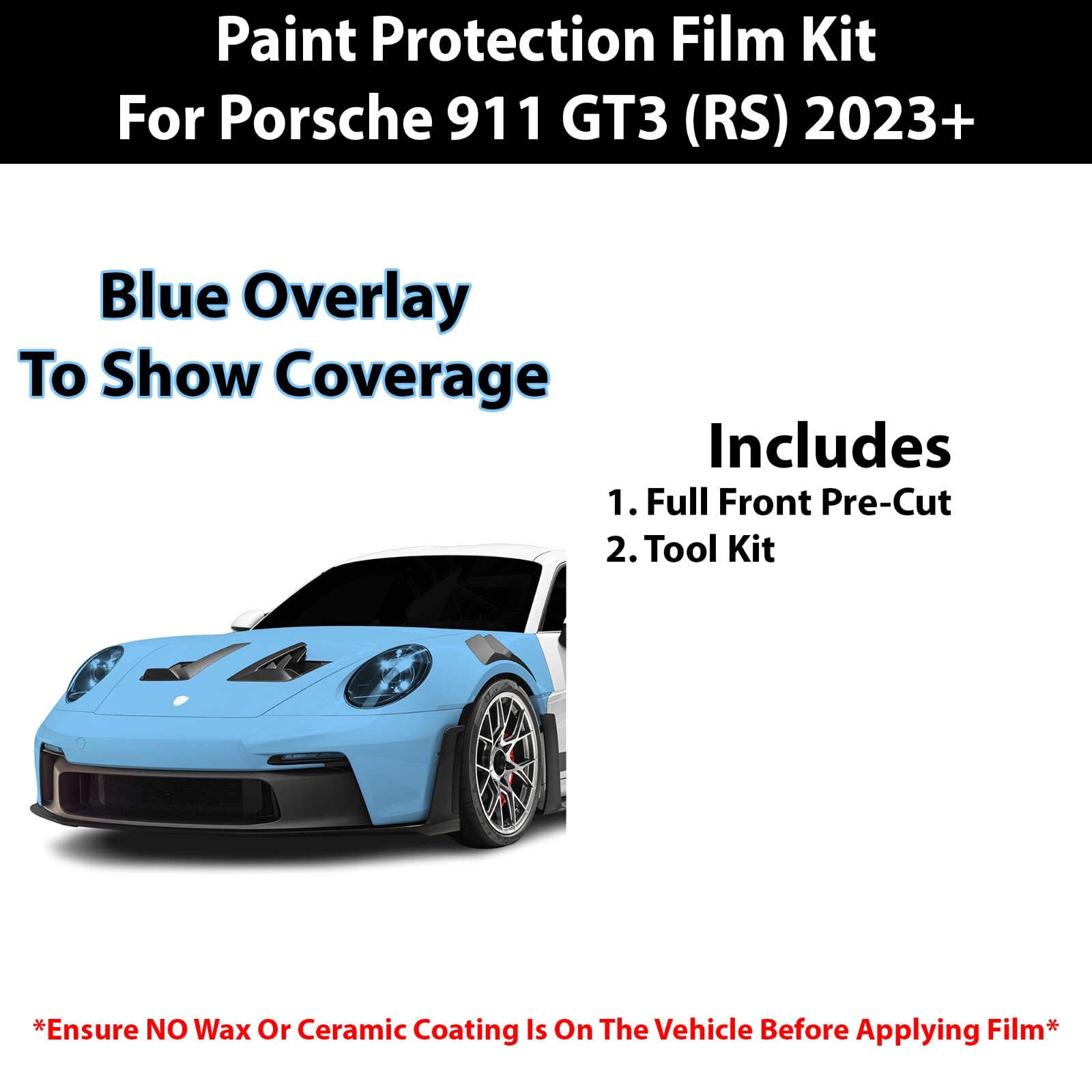 Pre Cut Paint Protection Clear Bra PPF Kit for Porsche 911 GT3 RS 2023+