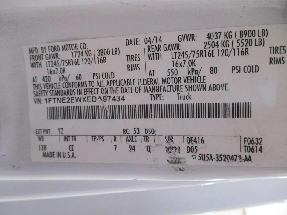 Used Left Rear Cargo Door Assembly Back fits: 2014 Ford E250 VAN w/window Left R Foto 4 de 4