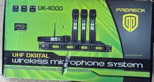 PRORECK UK-4000 4-Channel UHF Wireless Microphone System 4 Mics Church Wedding