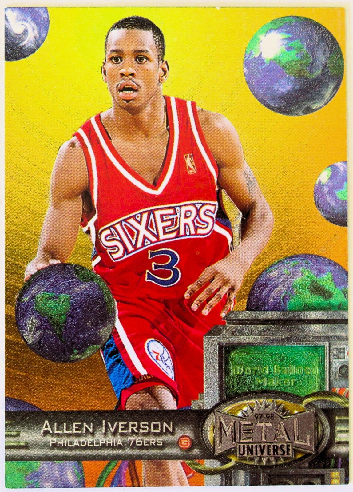 1997-98 Metal Universe Reebok Silver Philadelphia 76'ers Allen Iverson #20