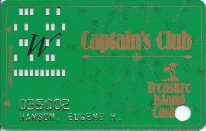Treasure Island Casino - Red Wing, MN - 1a Issue Slot Card, 2 line PPC Logo
