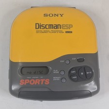 1996 Sony Sports Discman CD Player - ESP - Yellow/Gray D-421SP Tested Working