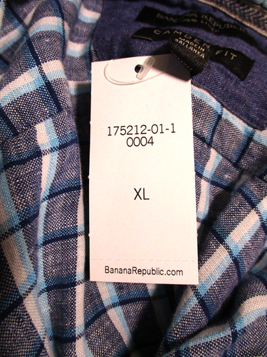 Banana Republic Men's Button Short Sleeve Linen Shirt, Gray Plaid, Size XL, New - Picture 6 of 7