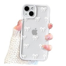Case for Clear Cute Ribbon Bowknot Pattern Aesthetic iPhone 14 White