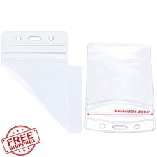 20 PCS Clear ID Badge Holder Vertical Plastic Name Key Card Tag