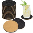 12 Pcs Felt and Cork Coaster for Drink Absorbent 4 Inches Cork Coasters with .