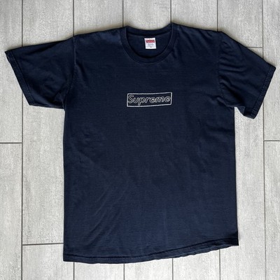 Supreme KAWS Chalk Box Logo Tee Navy Blue Size M