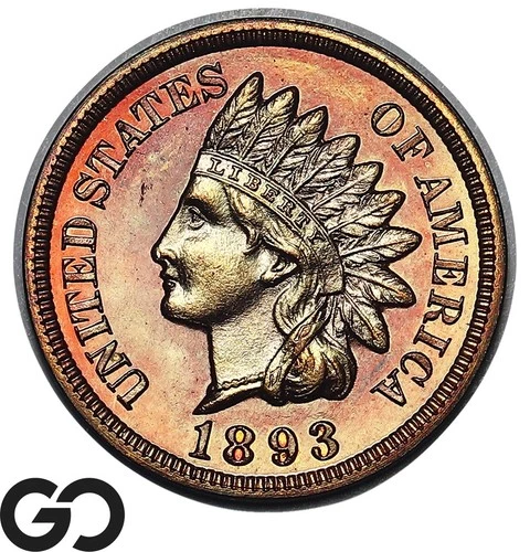 1893 Indian Head Cent Penny PROOF, Beautiful Superb Gem PR++ RD