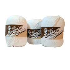 Lily Sugar 'n Cream White Yarn, 3 Skeins, Cotton, 4oz, Med, 4 Ply Worsted 102018