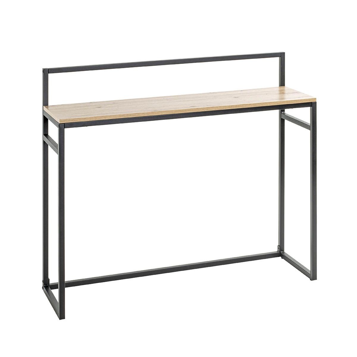 Console meuble 100cm Miranda chêne et noir pour décoration salon industrielle
