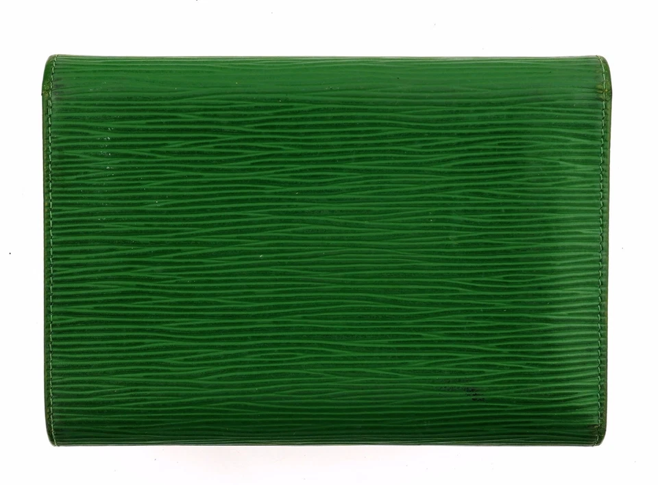 Auténtica cartera clutch continental de cuero Epi verde LOUIS VUITTON Foto 3 de 4
