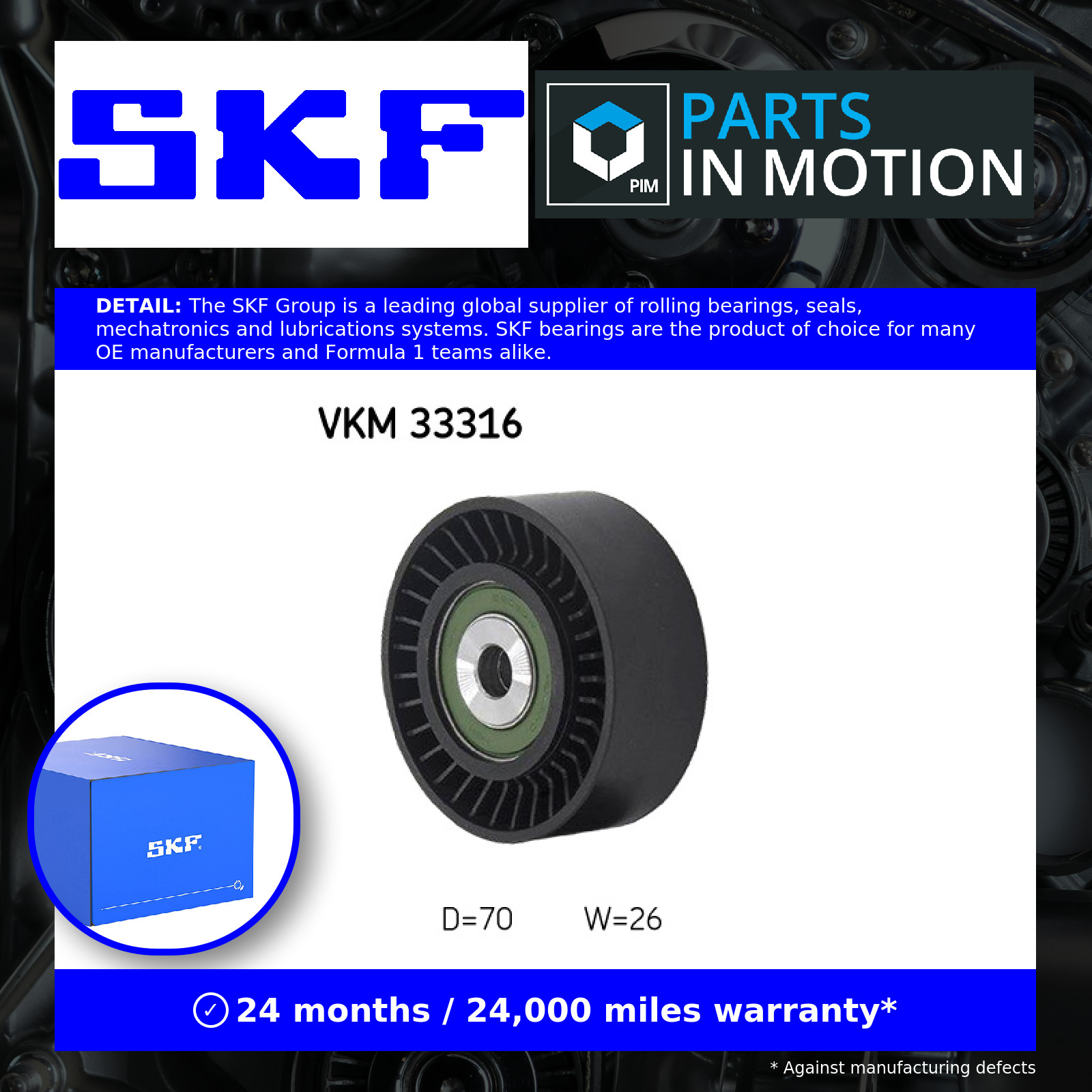 ✅Fits SKF VKM 33316 Deflection/Guide Pulley, V-ribbed belt VKM 33316 ⭐UK Seller⭐ - Image 3