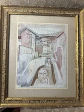 Stunning Jubel 57 "Figures In Street Scene" Mixed Media Painting - Signed/Framed