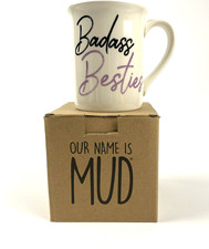 Enesco/Mud "Badass Besties" Mug Purple w/BFF Sayings Inside and Out NIB