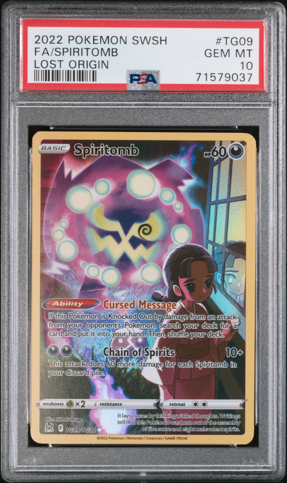 2022 Pokemon Sword & Shield Lost Origin #TG09 Spiritomb PSA 10