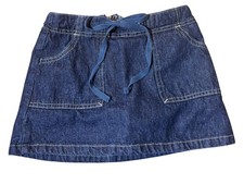 Vintage 90s Meow Genes Girls Sz 8 Denim Skort Back Zipper Tie Waist Made in USA