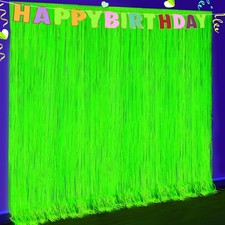 Glow in The Dark Party Supplies, 2 Pack Fluorescent Metallic Tinsel Foil Fri...