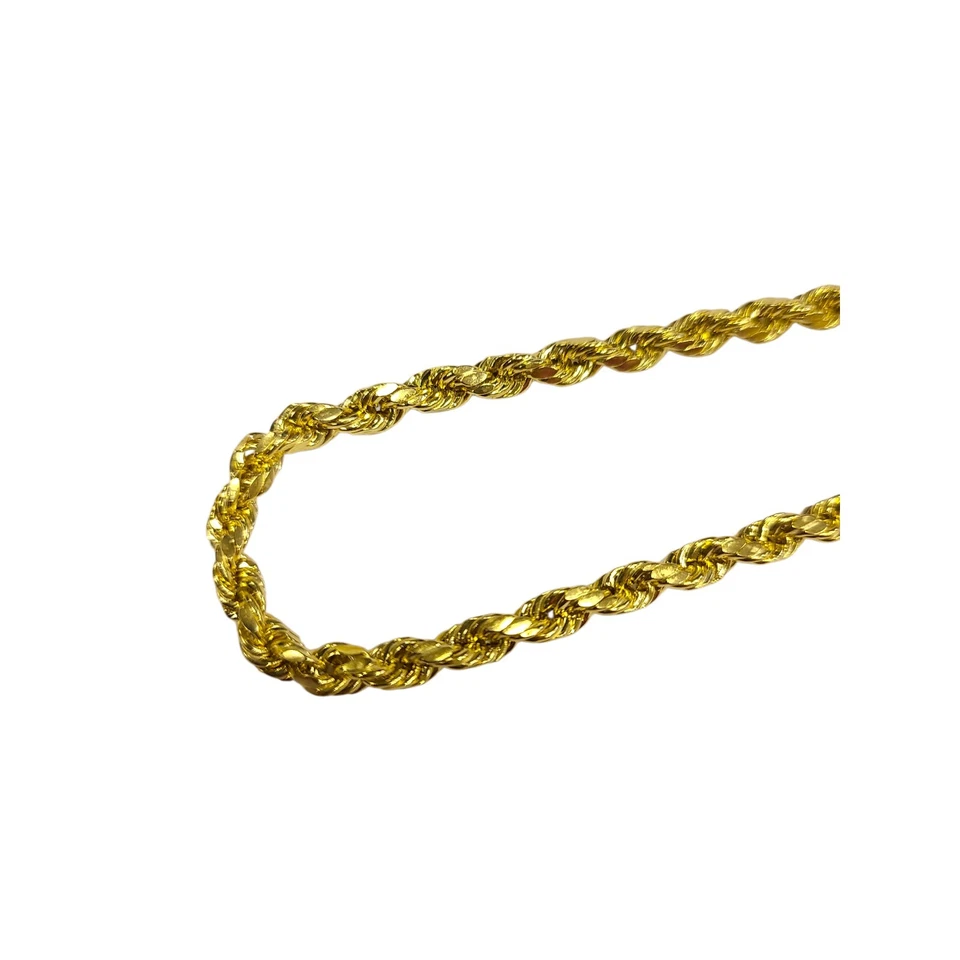 Brazalete de cuerda de oro amarillo de 10k real 8 pulgadas 4 mm cortes de diamante hombres mujeres 10KT Foto 3 de 4