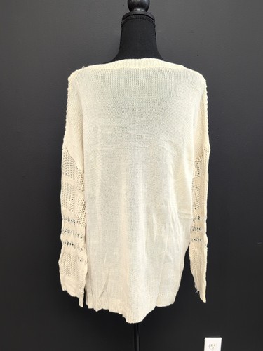 Top copricostume Cupshe ritagliato dentellato maniche lunghe donna US Large bianco sporco - Foto 3 di 9