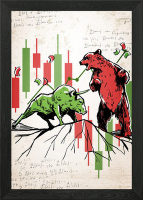 Bears Vs Bulls Trading Framed Wall Art Poster Canvas Print Picture