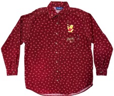 Vintage Disney Winnie The Pooh Womens Button Up Shirt Corduroy Red Size Small S