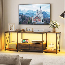 TV Stand for 75 Inch TV, 63" Entertainment Center with LED Light and Charging St