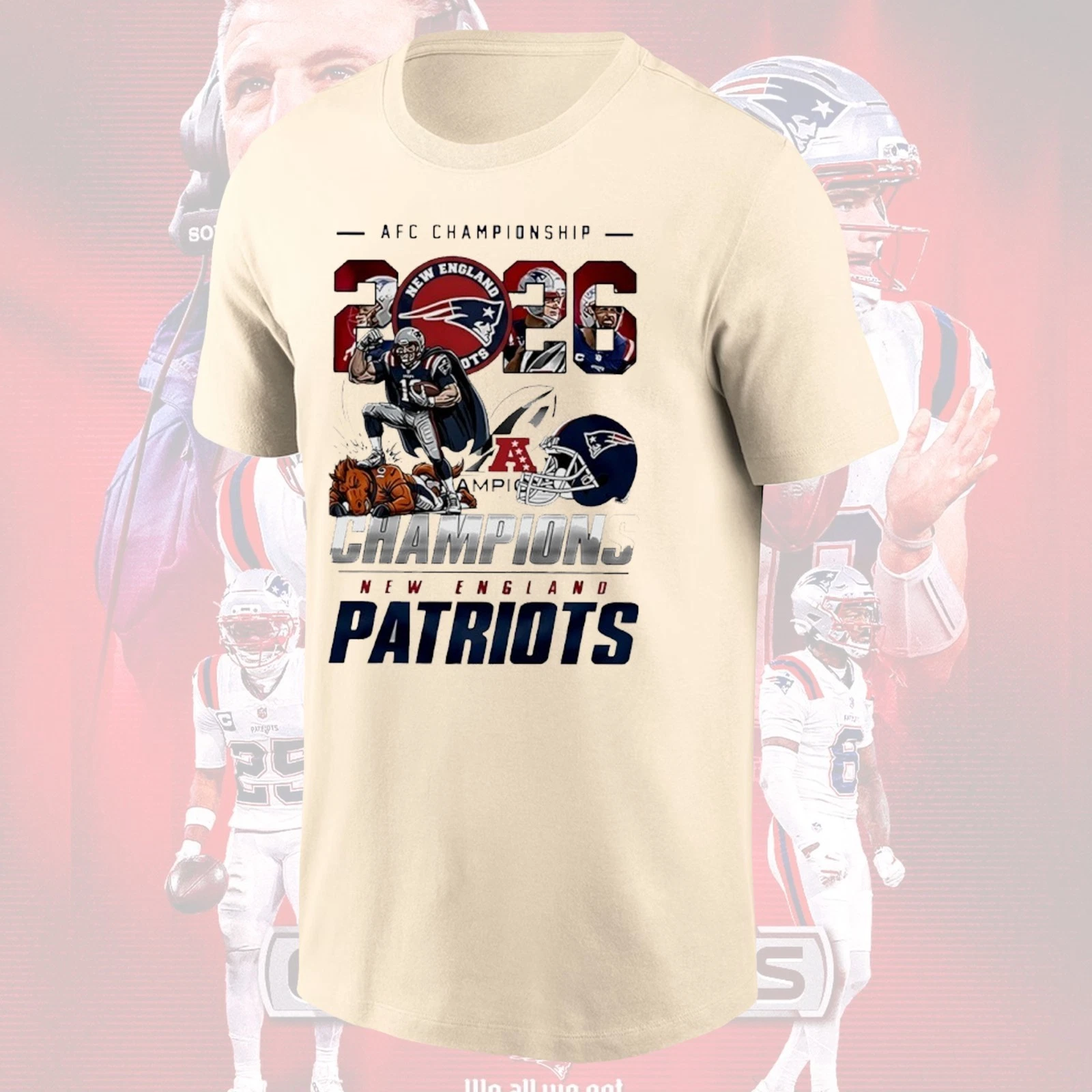 New England Patriots 2025 2026 AFC Champions Mascots One Side