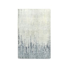 2'x3' Shades of Gray Vertical Ombre Design Hand Knotted Soft Wool Mat Rug 75916