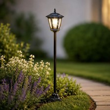 Solar Lamp Post Lantern Light Outdoor Traditional Garden Patio Pathway Stake 1m