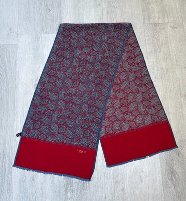 Vintage 90s LANVIN Paris Silk Scarf Paisley Pattern Men's