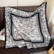 90x90cm Women Silk Twill Square Scarf Soft Hijab Head Neck Hair Wrap Bandana