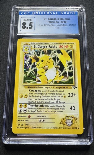 Lt. Surge's Raichu (Unlimited) graded CGC 8.5 for sale on eBay