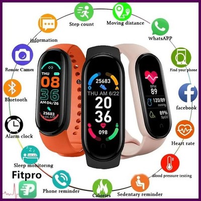 M6 Smart Watch Men Women Fitness Smart Bracelet Sports Band Heart Rate Blood