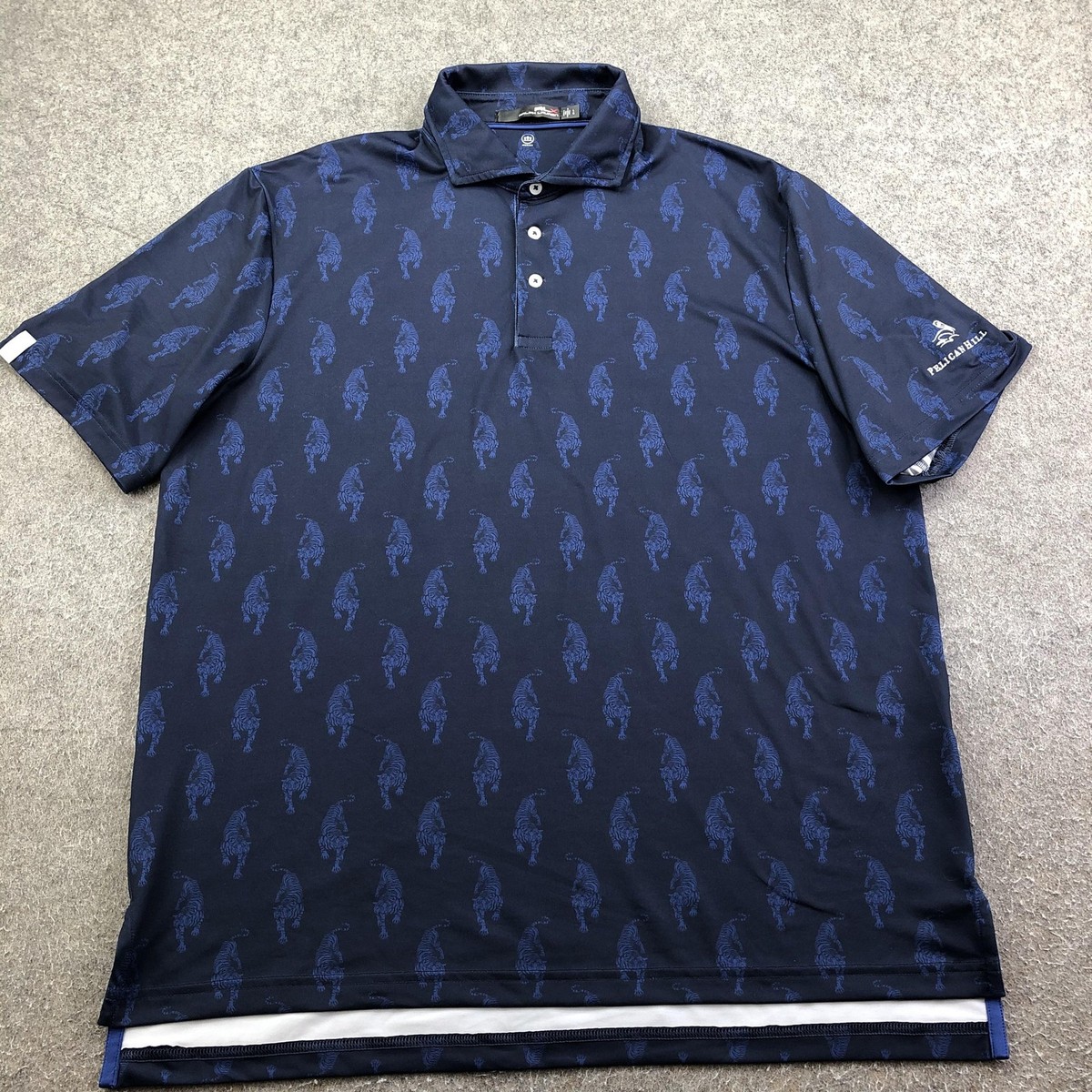 RLX Ralph Lauren Polo Shirt Mens Large Blue Tiger Pelican Hill