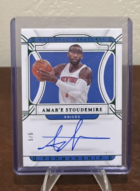 2021-22 National Treasures -Amar’e Stoudemire Penmanship On Card Auto #5/5 NM MT view 3