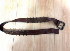 Brown Leather Vintage Belt with Studs and Antique Buckle