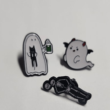 Cute Halloween Ghost and Skeleton Pins