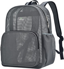 Mesh Backpack, Heavy Duty Mesh Beach Bag for Women Men  27L See-Through Backpac