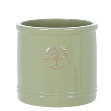 Green Heritage Cylinder Garden Ceramic Planter Plant Flower Pot - Frost Proof 	