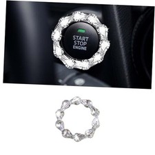 Bling Car Engine Start Stop Ignition Button Decoration Ring, Crystal Push White