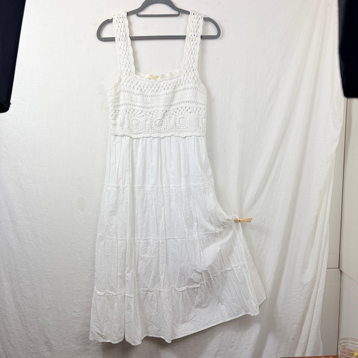 white christmas dresses Crochet Lace Trim Drawstring Waist Modest Dress main image 1