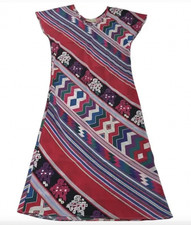 Carolina K Dress Womens XS Red Multicolor Geometric Bohemian A-Line Cap Sleeve