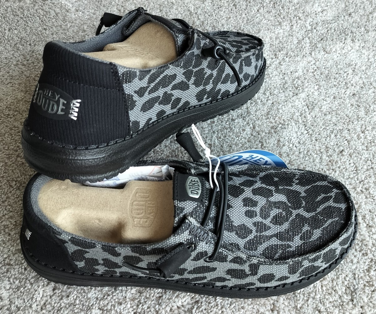 Leopard Black Sparkly Hey Dudes Hey Dude Women Size Wendy Leopard