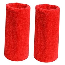 Sweatbands Sports Wristbands for Men and Women - 6 inch Elastic Athletic red
